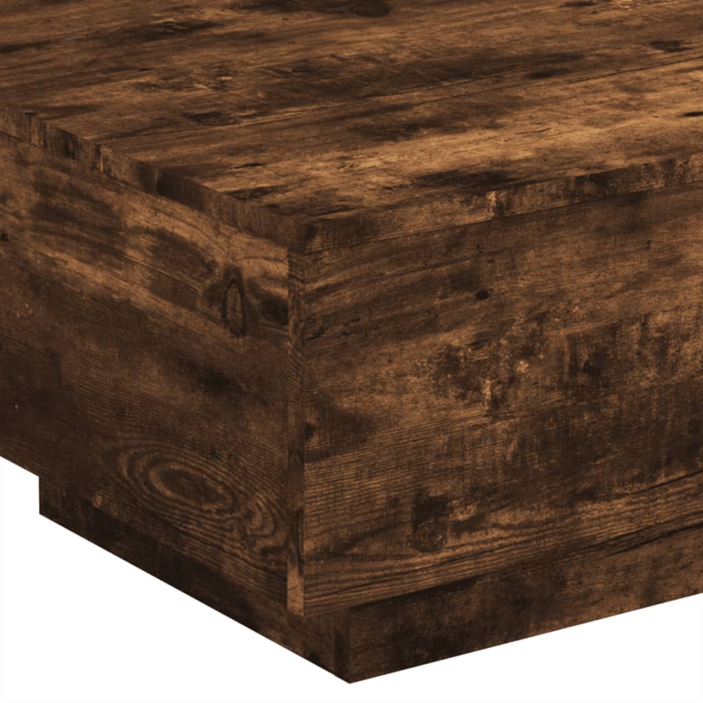 Table basse avec lumières LED chêne fumé 55x55x31 cm - Tables basses