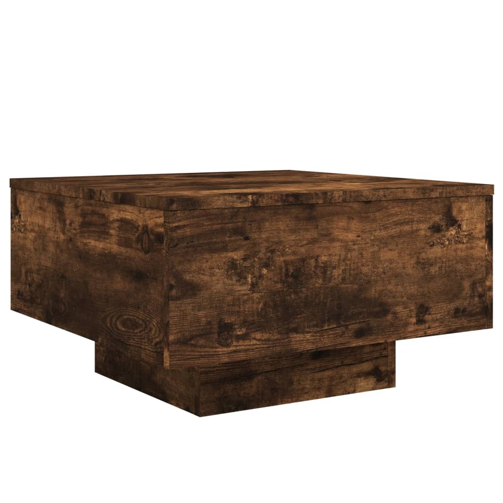 Table basse avec lumières LED chêne fumé 55x55x31 cm - Tables basses