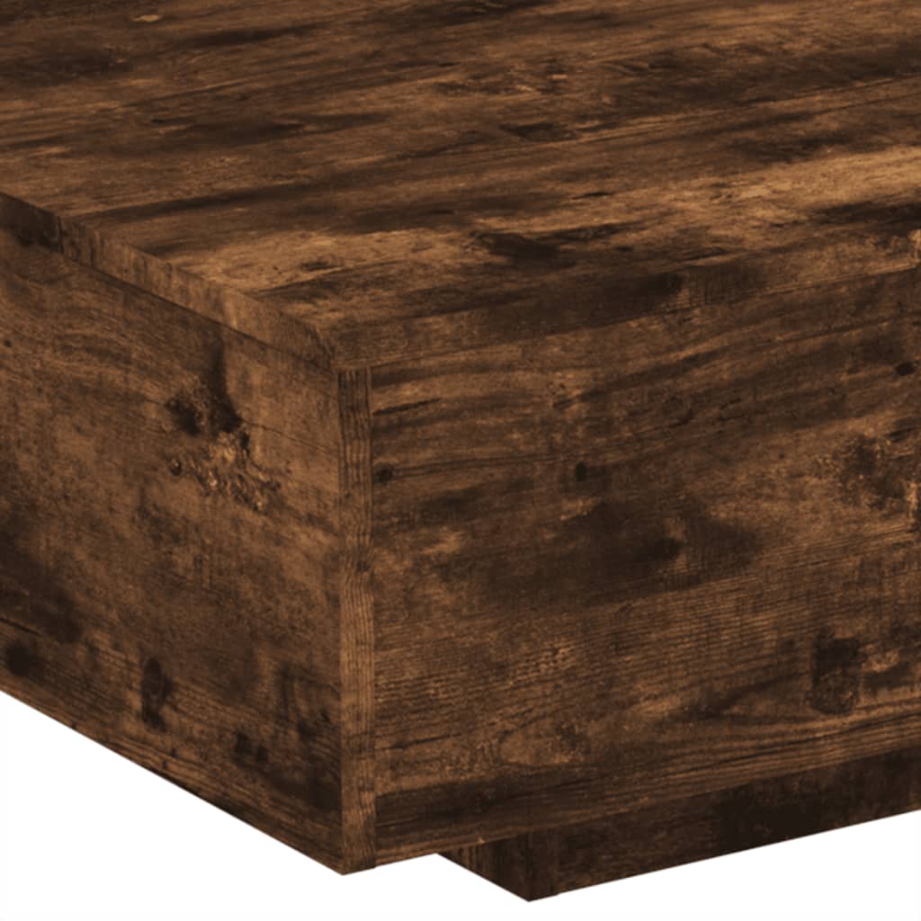 Table basse avec lumières LED chêne fumé 85x55x31 cm - Tables basses