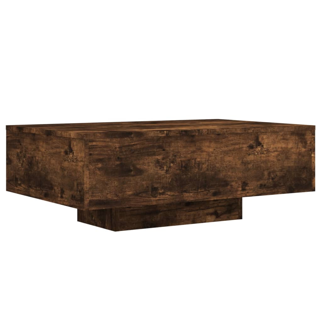 Table basse avec lumières LED chêne fumé 85x55x31 cm - Tables basses