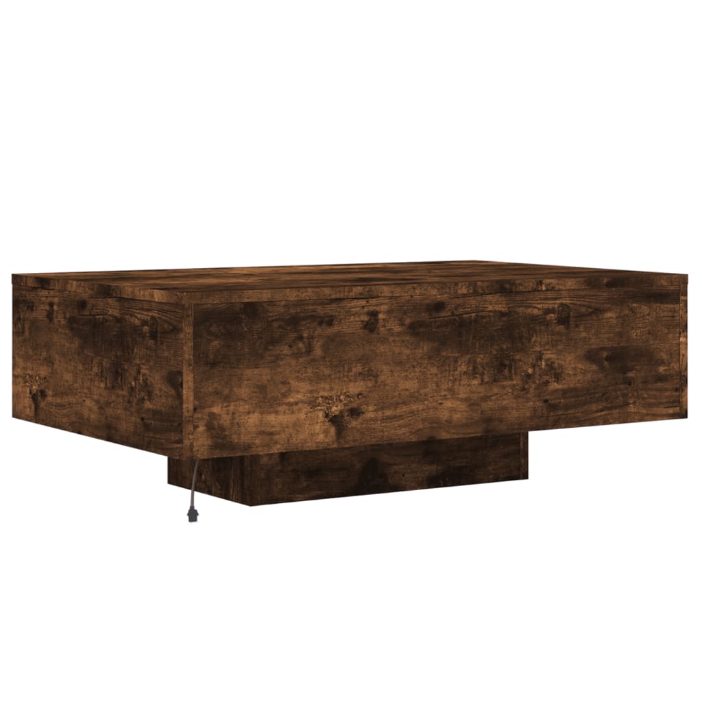 Table basse avec lumières LED chêne fumé 85x55x31 cm - Tables basses