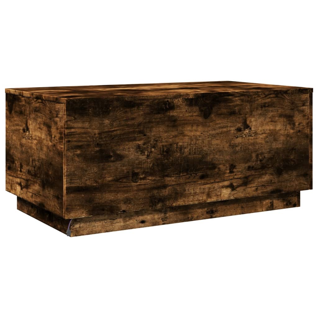 Table basse avec lumières LED chêne fumé 90x50x40 cm - Tables basses