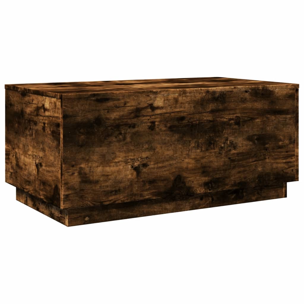 Table basse avec lumières LED chêne fumé 90x50x40 cm - Tables basses