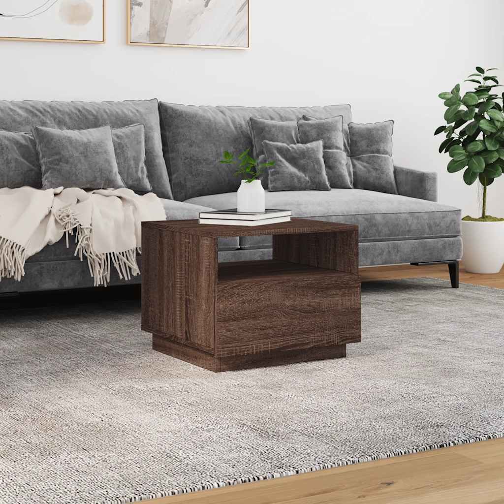 Table basse avec lumières LED chêne marron 50x49x40 cm - Tables basses