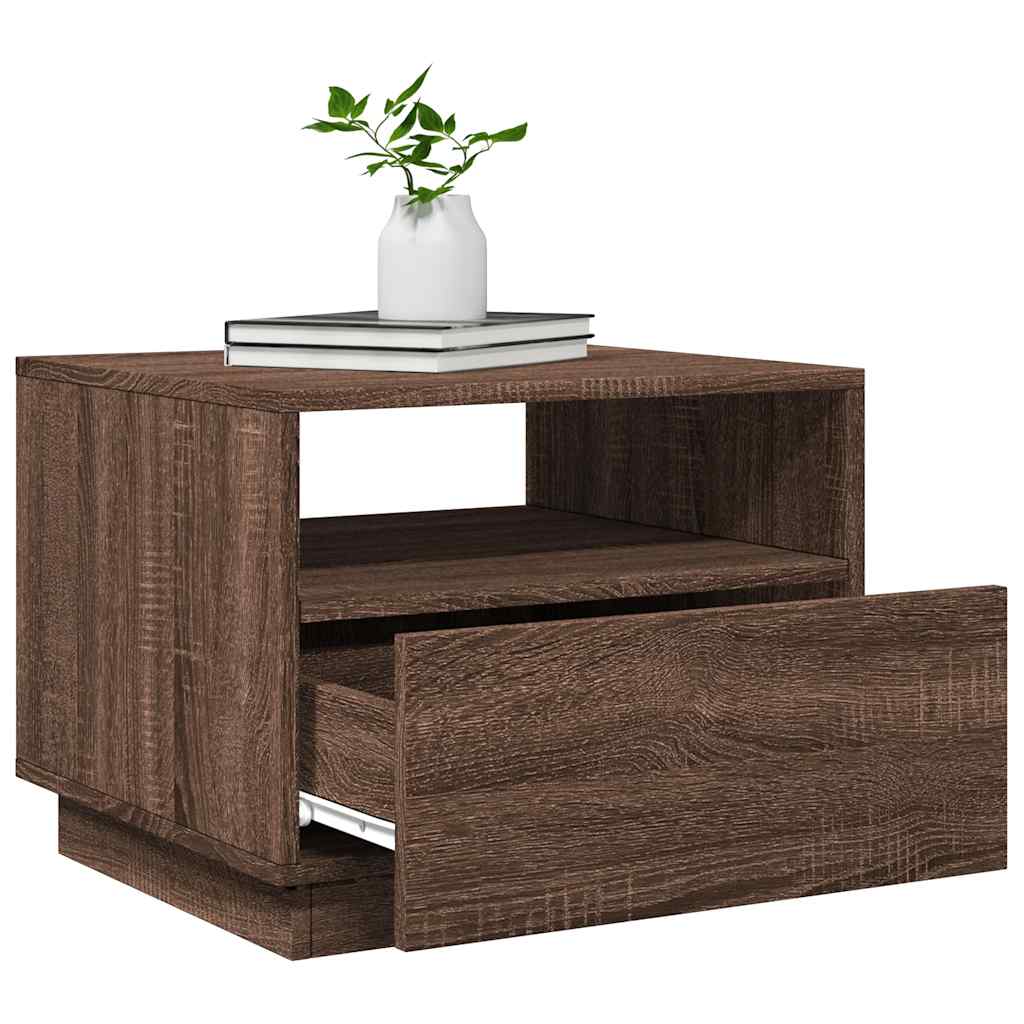 Table basse avec lumières LED chêne marron 50x49x40 cm - Tables basses