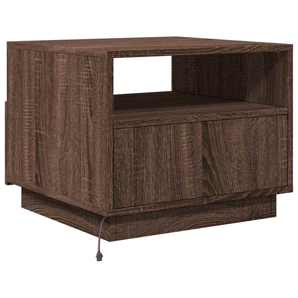 Table basse avec lumières LED chêne marron 50x49x40 cm - Tables basses