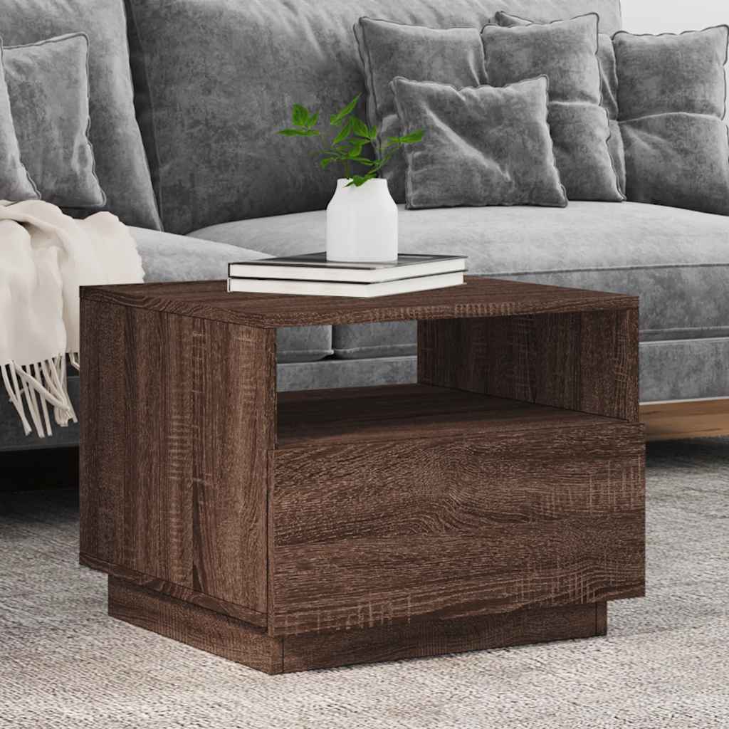 Table basse avec lumières LED chêne marron 50x49x40 cm - Tables basses