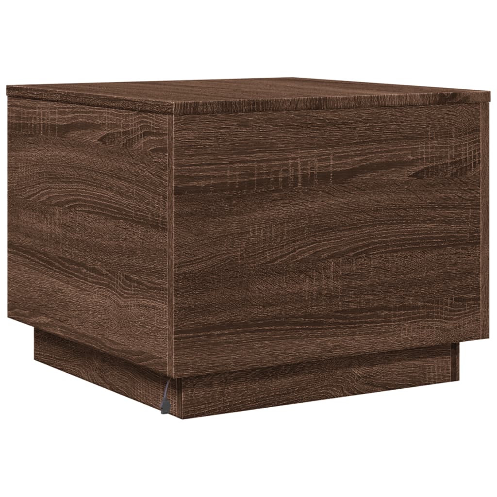 Table basse avec lumières LED chêne marron 50x50x40 cm - Tables basses