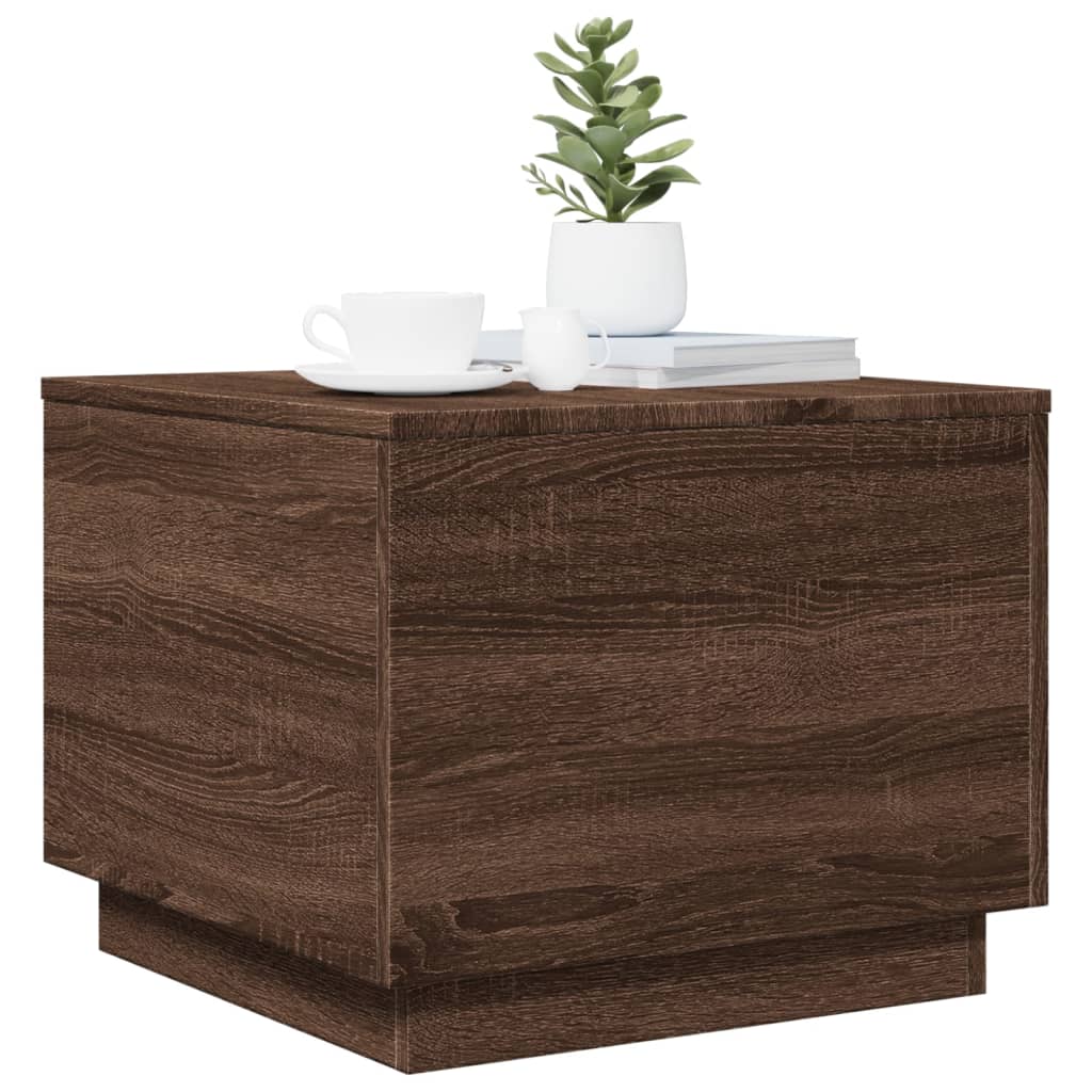 Table basse avec lumières LED chêne marron 50x50x40 cm - Tables basses