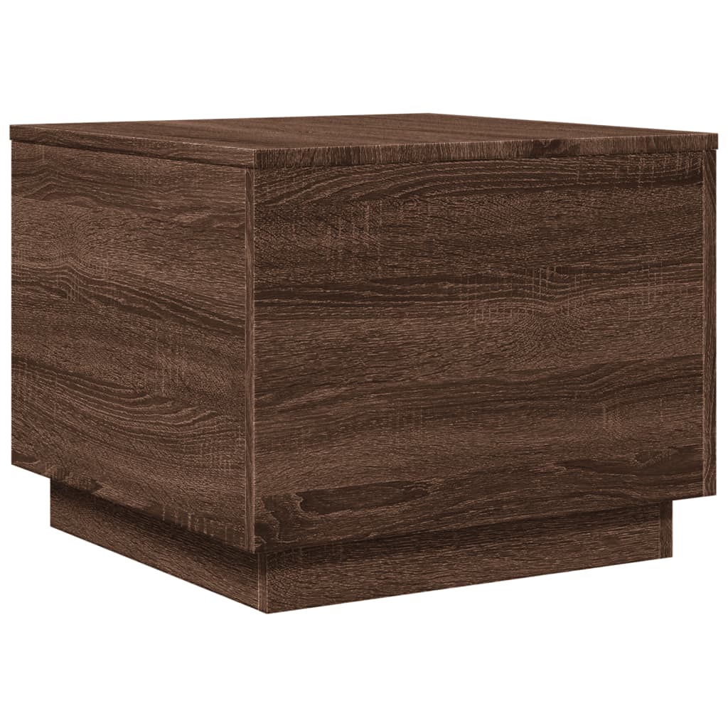 Table basse avec lumières LED chêne marron 50x50x40 cm - Tables basses