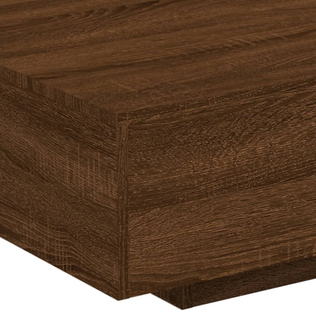 Table basse avec lumières LED chêne marron 85x55x31 cm - Tables basses