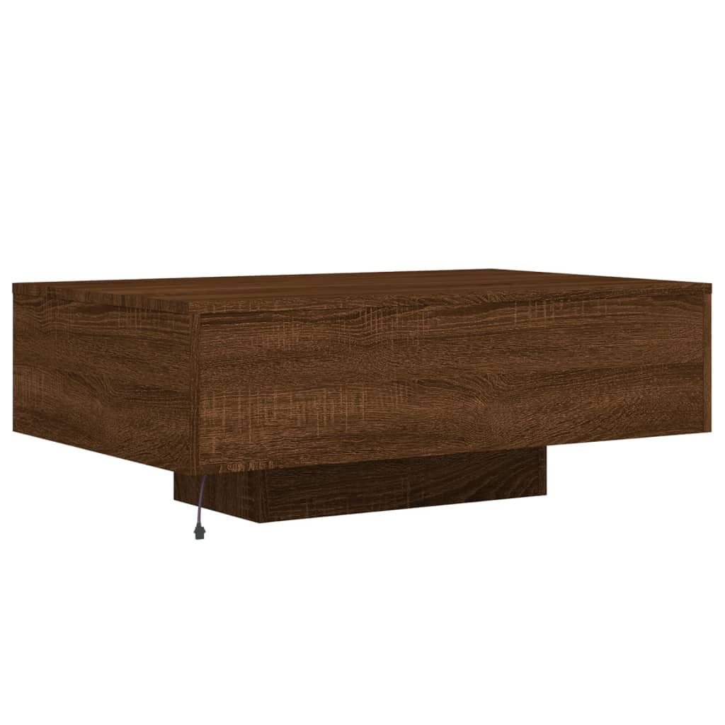 Table basse avec lumières LED chêne marron 85x55x31 cm - Tables basses
