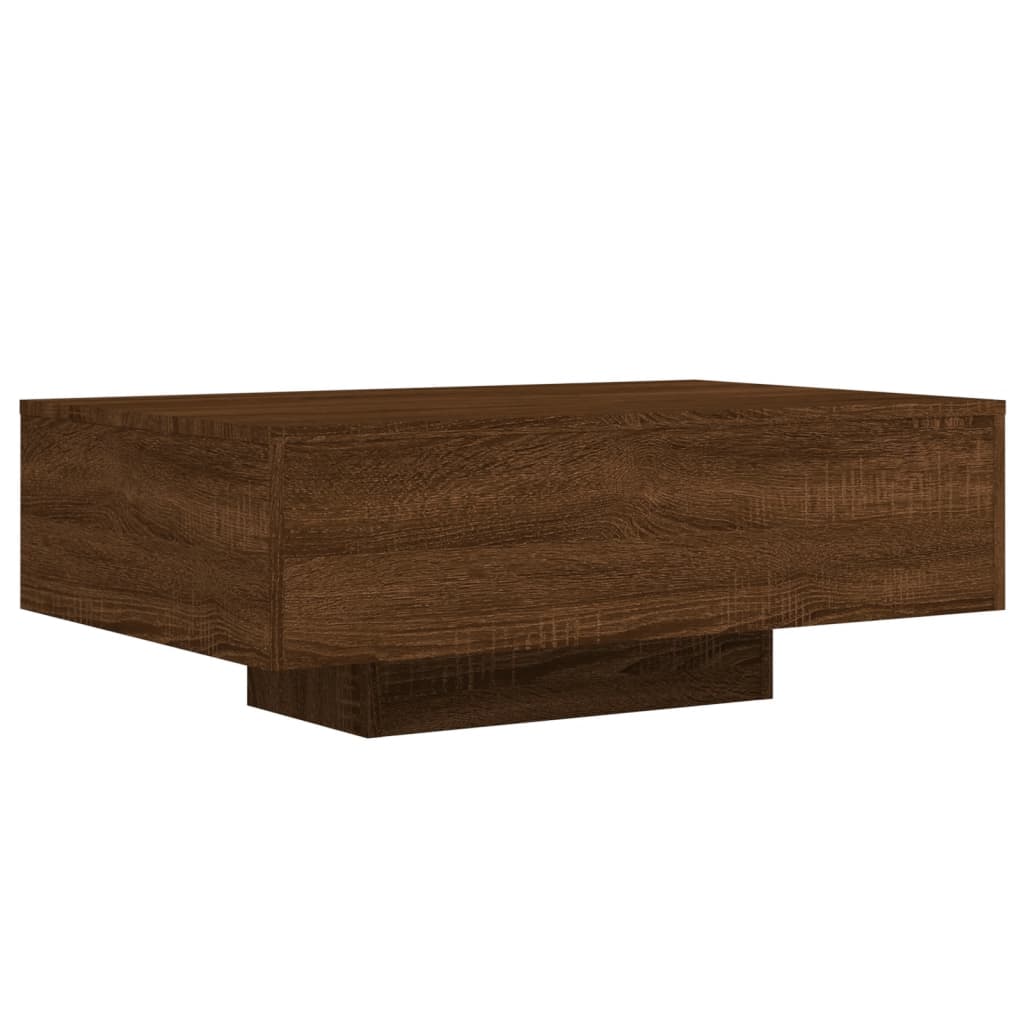 Table basse avec lumières LED chêne marron 85x55x31 cm - Tables basses