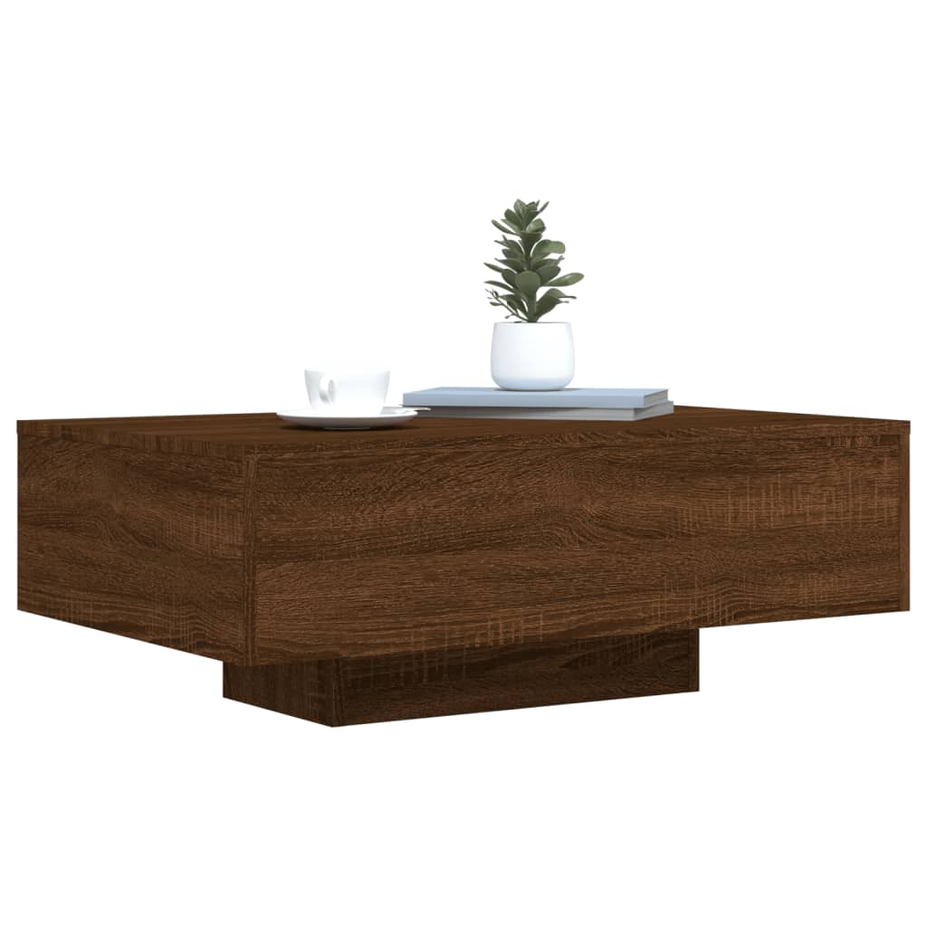 Table basse avec lumières LED chêne marron 85x55x31 cm - Tables basses