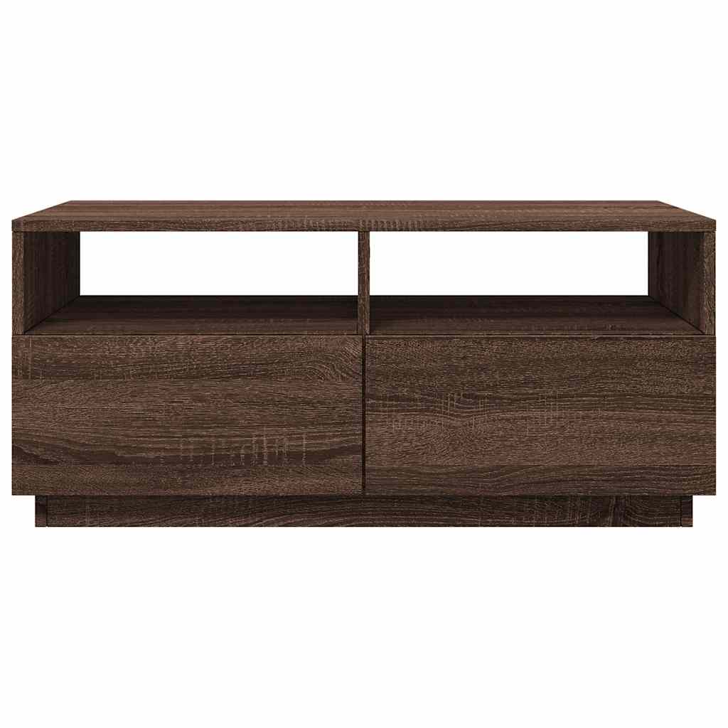 Table basse avec lumières LED chêne marron 90x49x40 cm - Tables basses