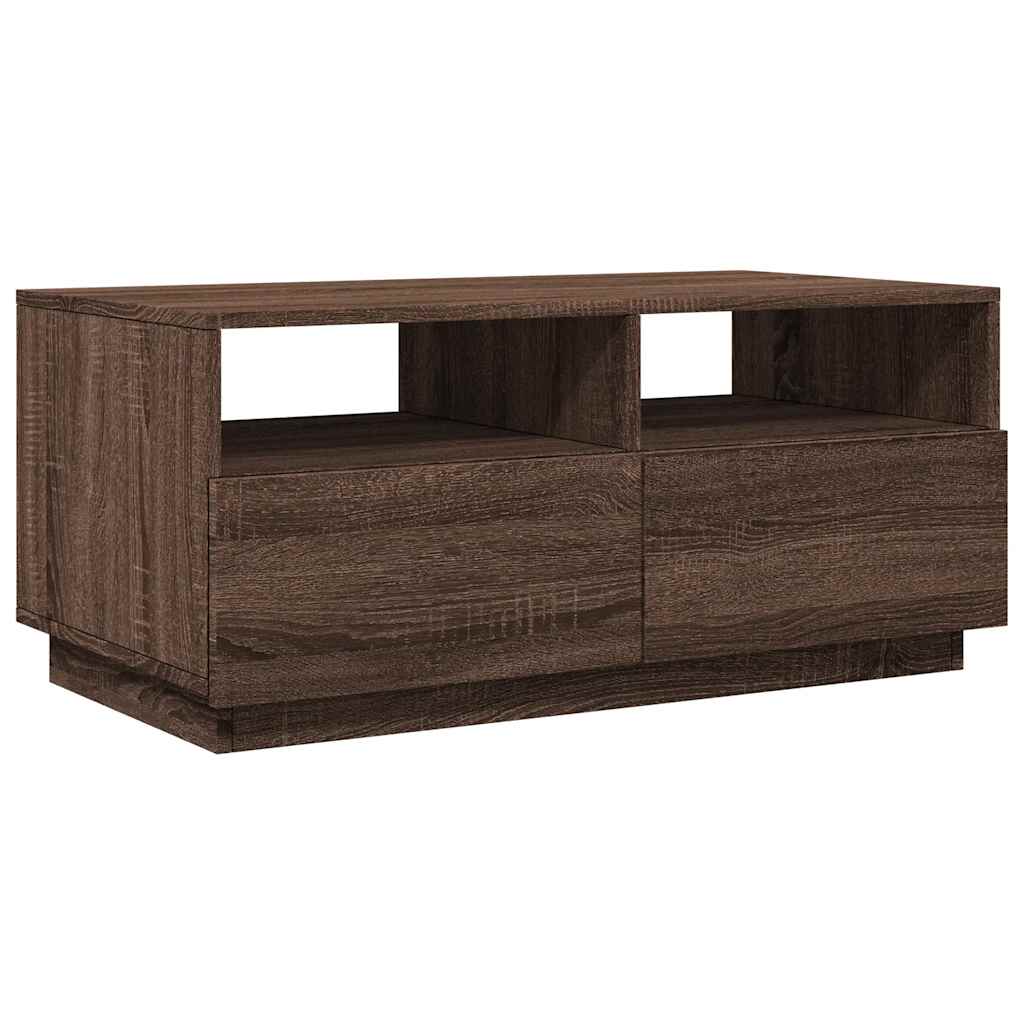Table basse avec lumières LED chêne marron 90x49x40 cm - Tables basses