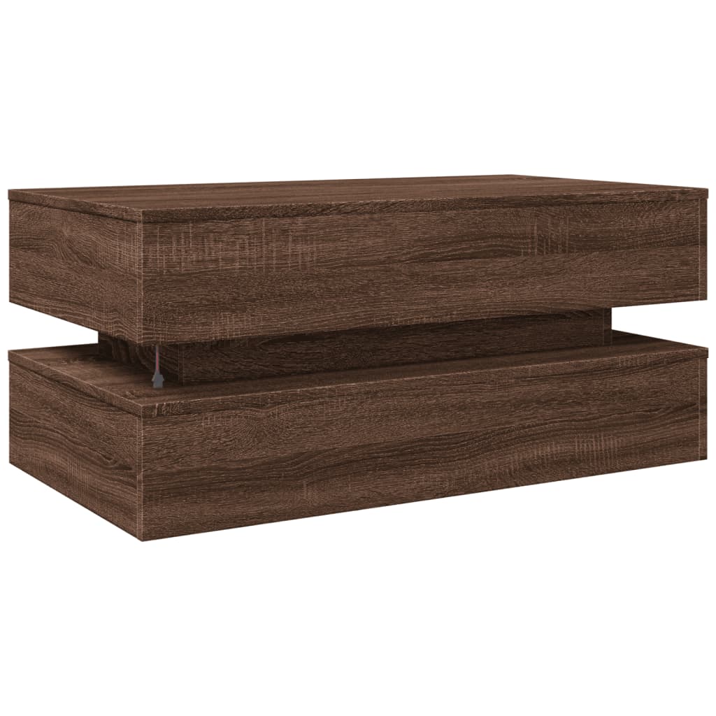 Table basse avec lumières LED chêne marron 90x50x40 cm - Tables basses