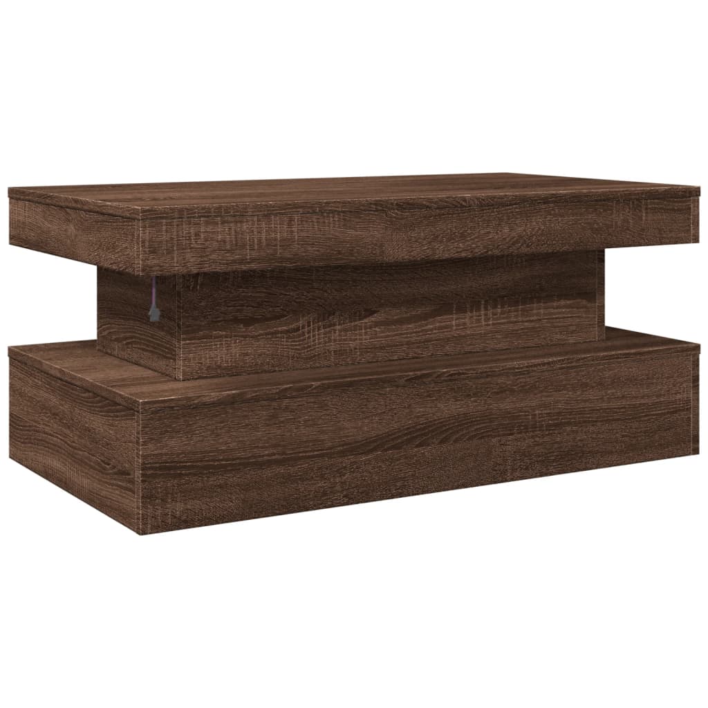 Table basse avec lumières LED chêne marron 90x50x40 cm - Tables basses