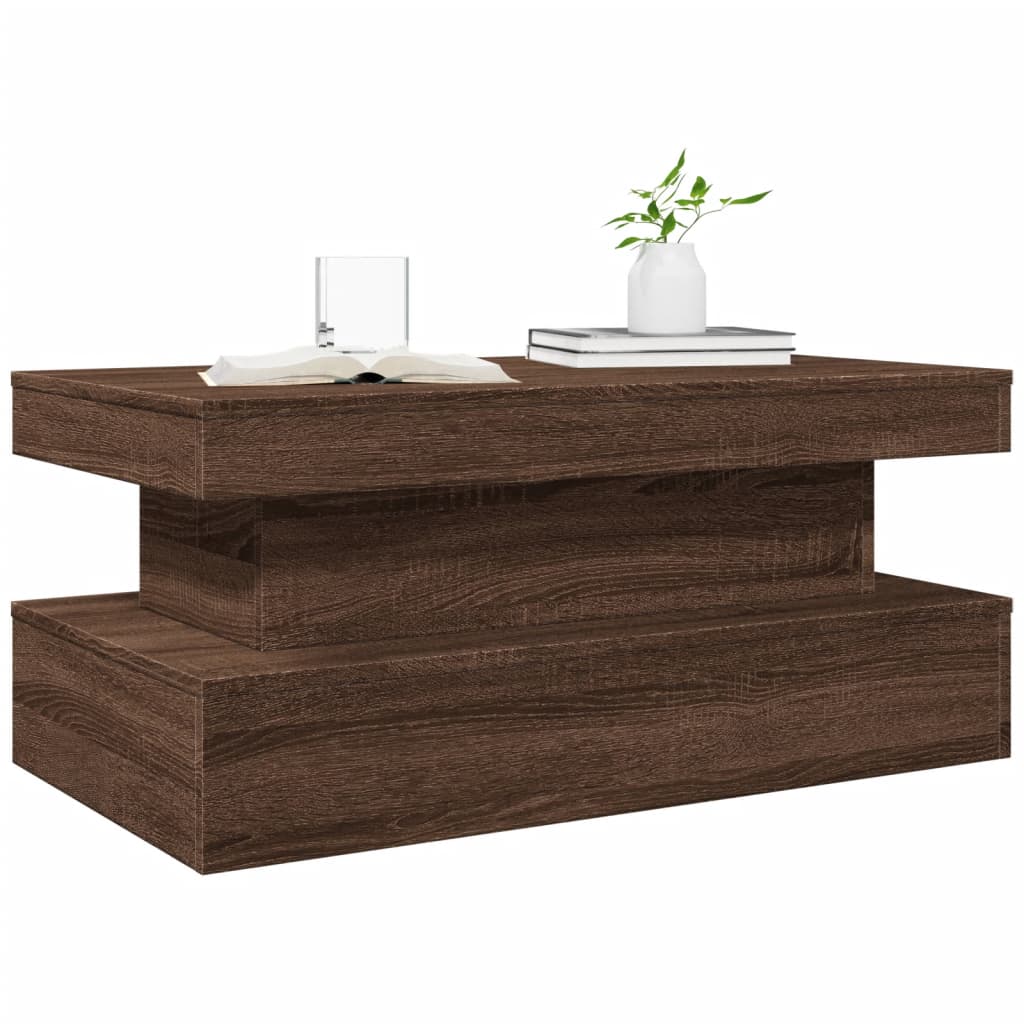 Table basse avec lumières LED chêne marron 90x50x40 cm - Tables basses