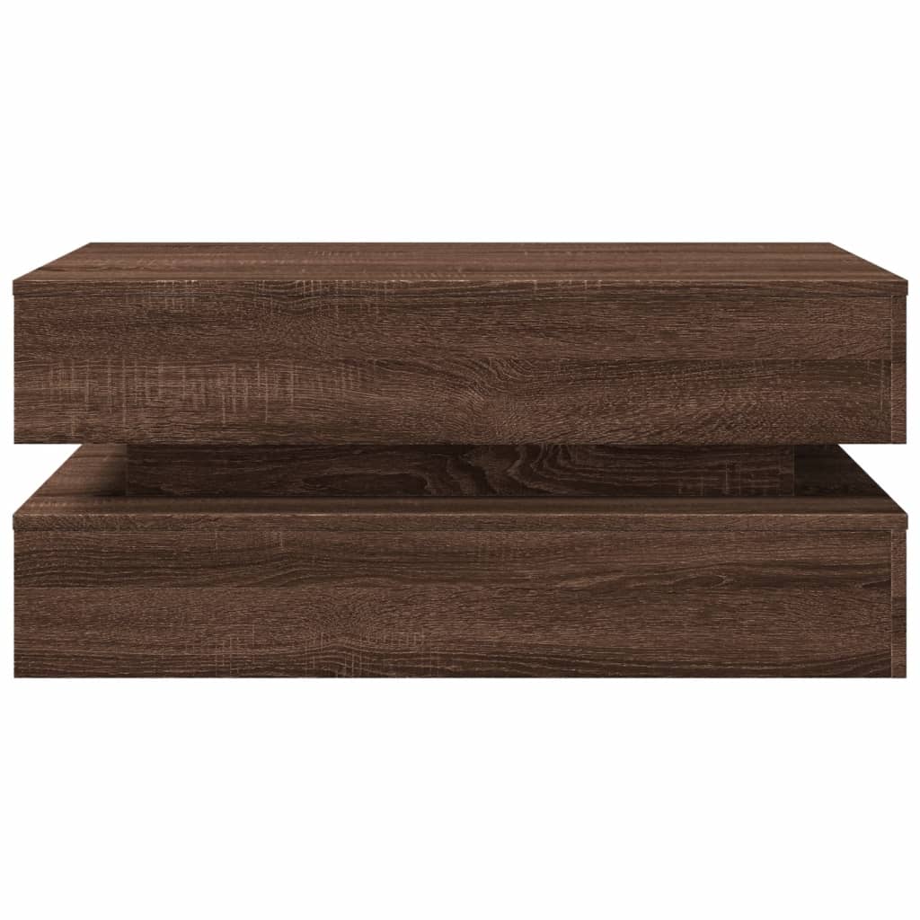 Table basse avec lumières LED chêne marron 90x50x40 cm - Tables basses