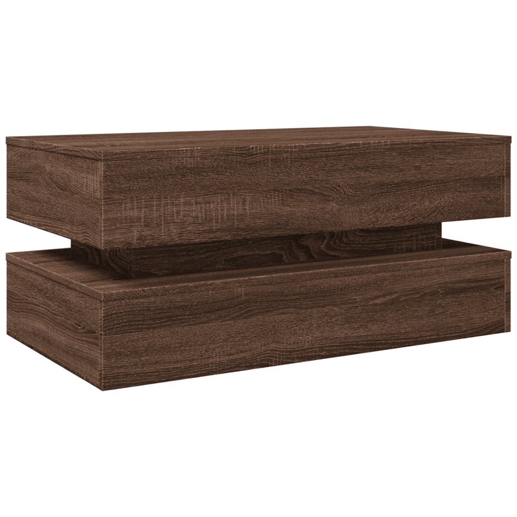 Table basse avec lumières LED chêne marron 90x50x40 cm - Tables basses