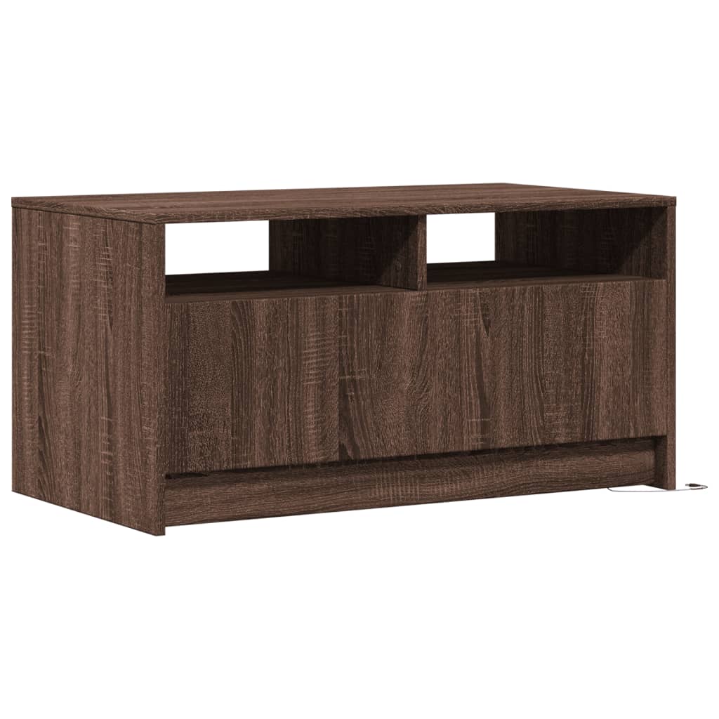 Table basse avec lumières LED chêne marron bois d’ingénierie - Tables basses
