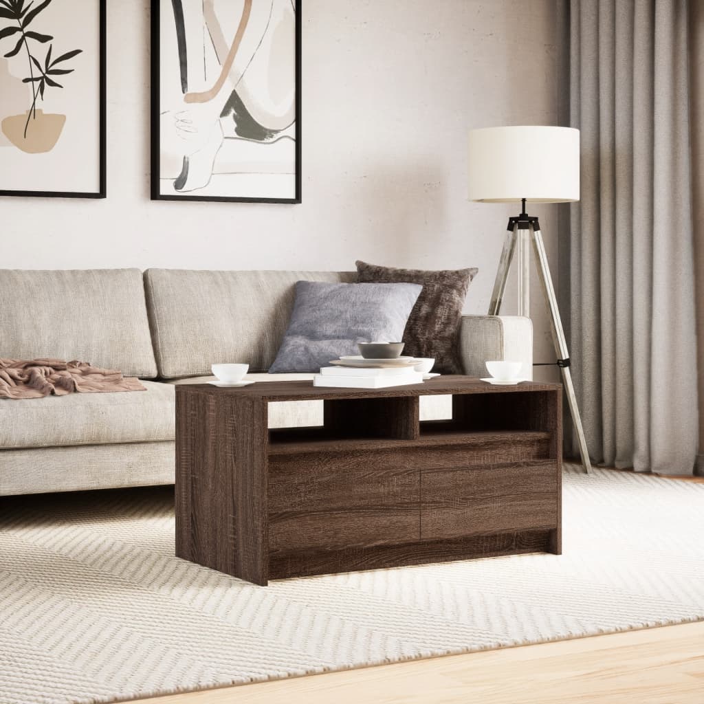 Table basse avec lumières LED chêne marron bois d’ingénierie - Tables basses
