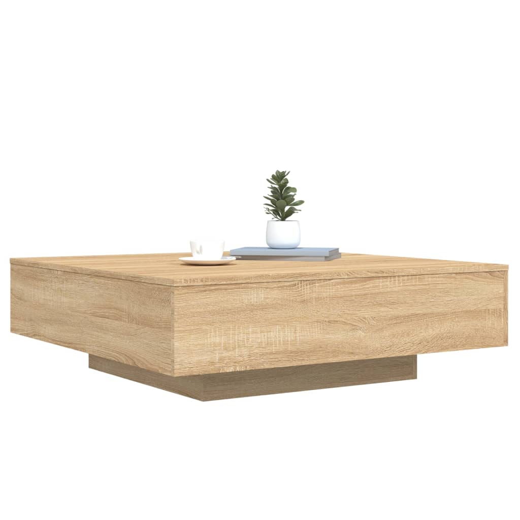 Table basse avec lumières LED chêne sonoma 100x100x31 cm - Tables basses