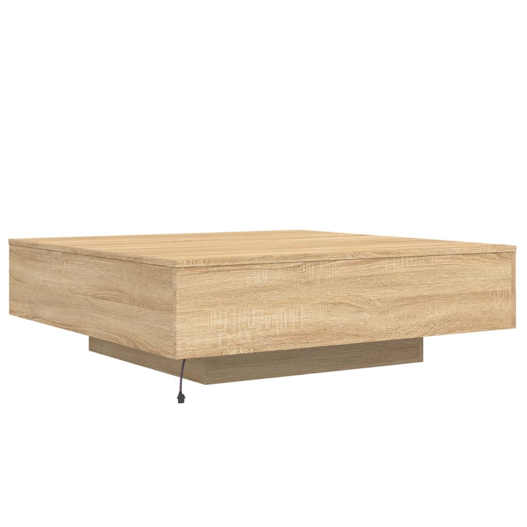 Table basse avec lumières LED chêne sonoma 100x100x31 cm - Tables basses