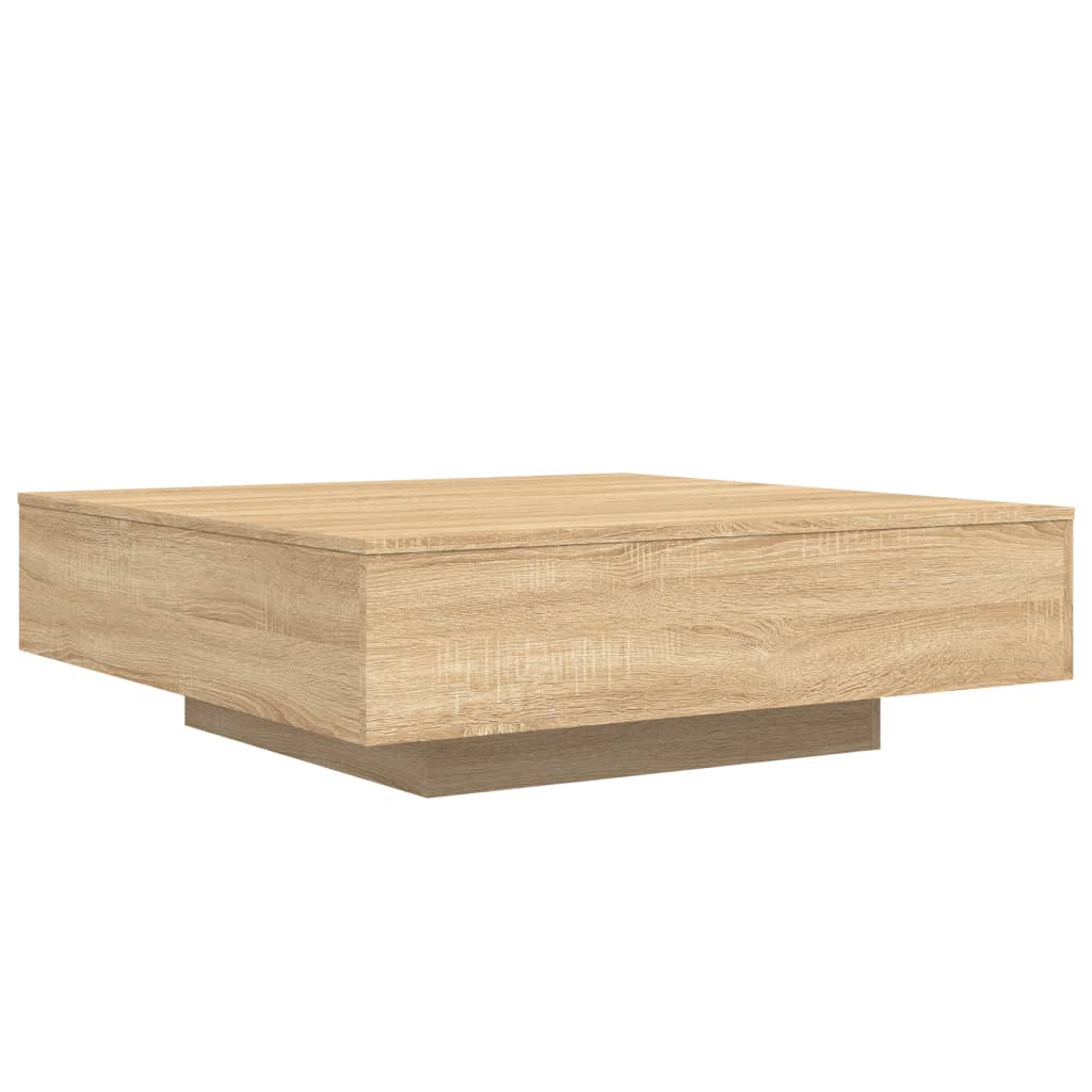 Table basse avec lumières LED chêne sonoma 100x100x31 cm - Tables basses