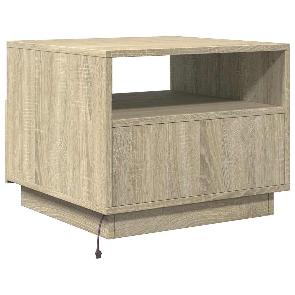 Table basse avec lumières LED chêne sonoma 50x49x40 cm - Tables basses