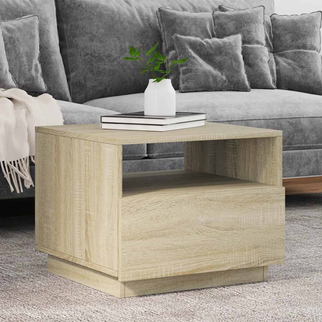 Table basse avec lumières LED chêne sonoma 50x49x40 cm - Tables basses