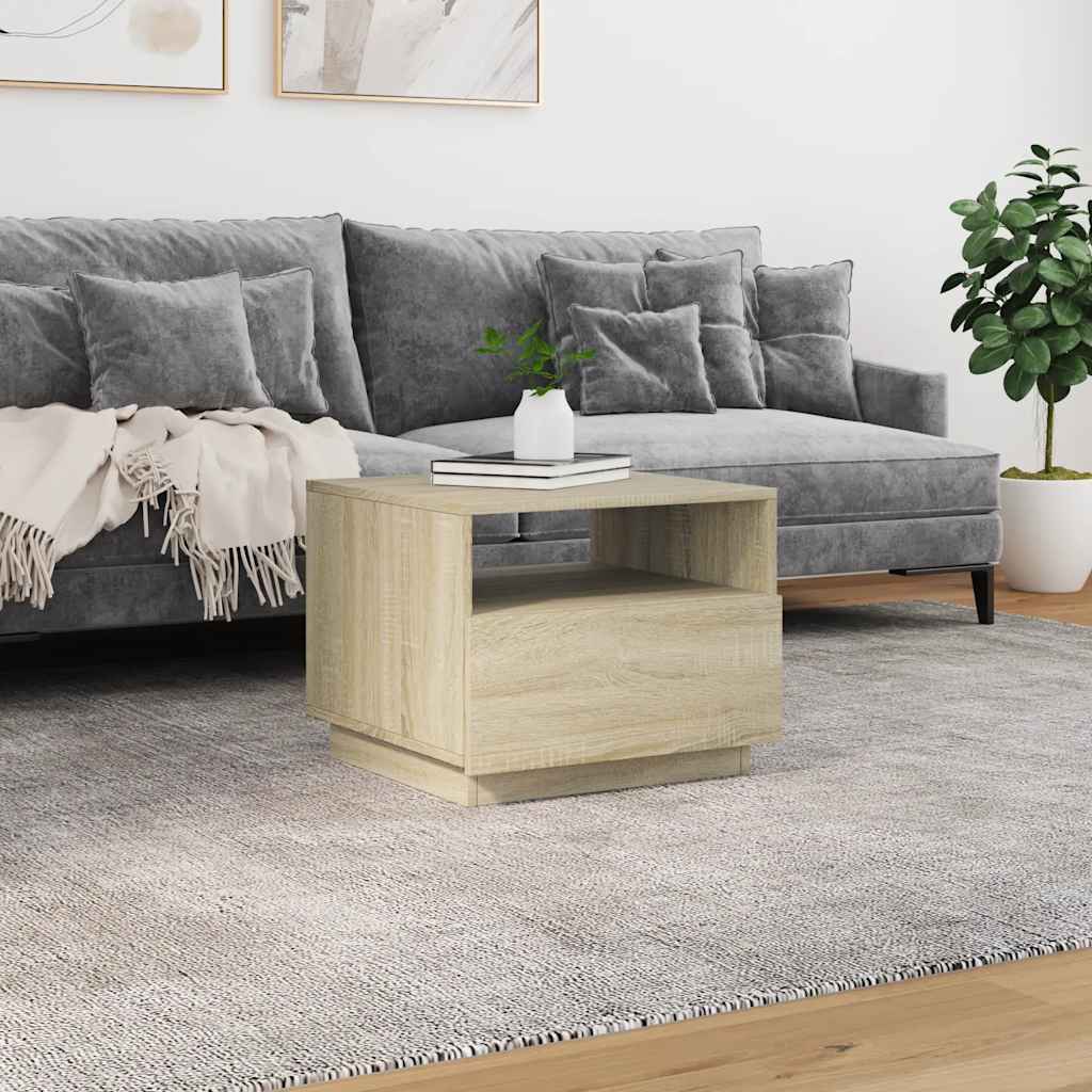 Table basse avec lumières LED chêne sonoma 50x49x40 cm - Tables basses