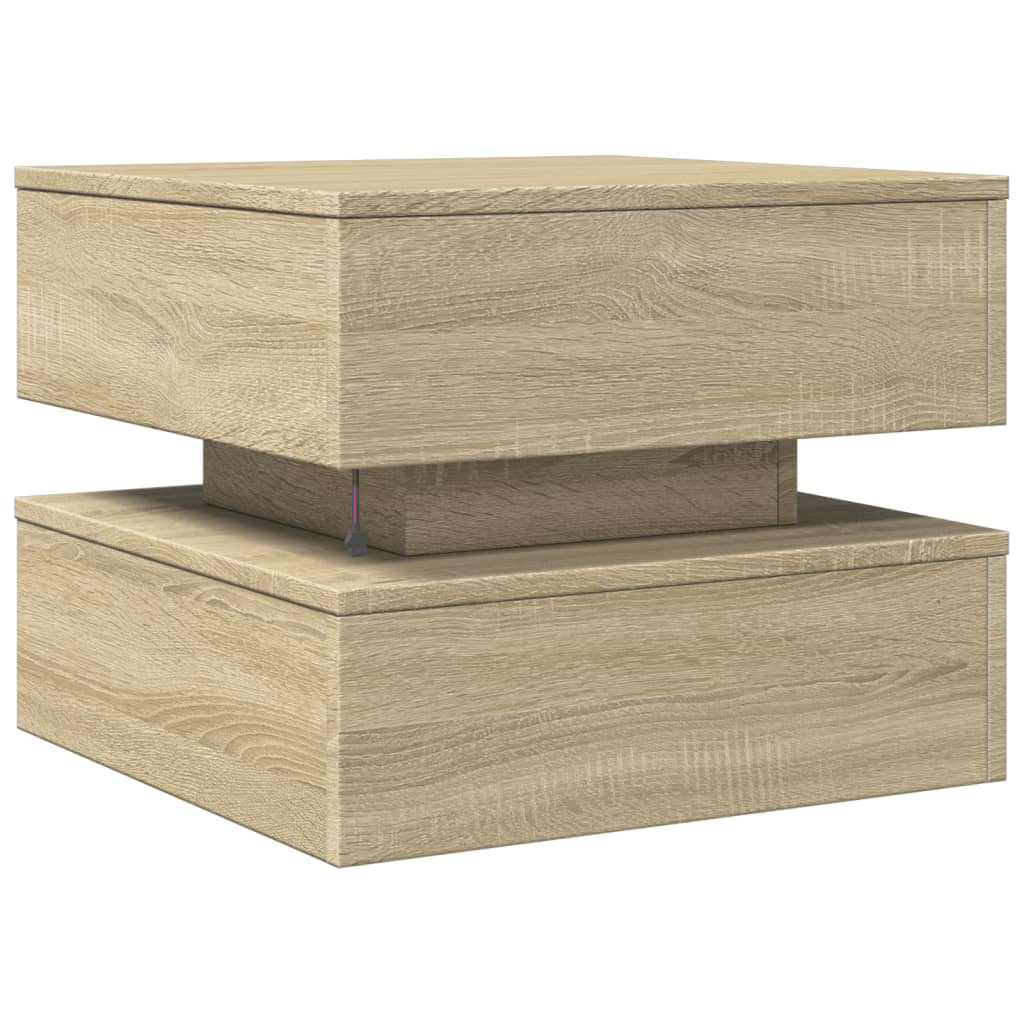 Table basse avec lumières LED chêne sonoma 50x50x40 cm - Tables basses