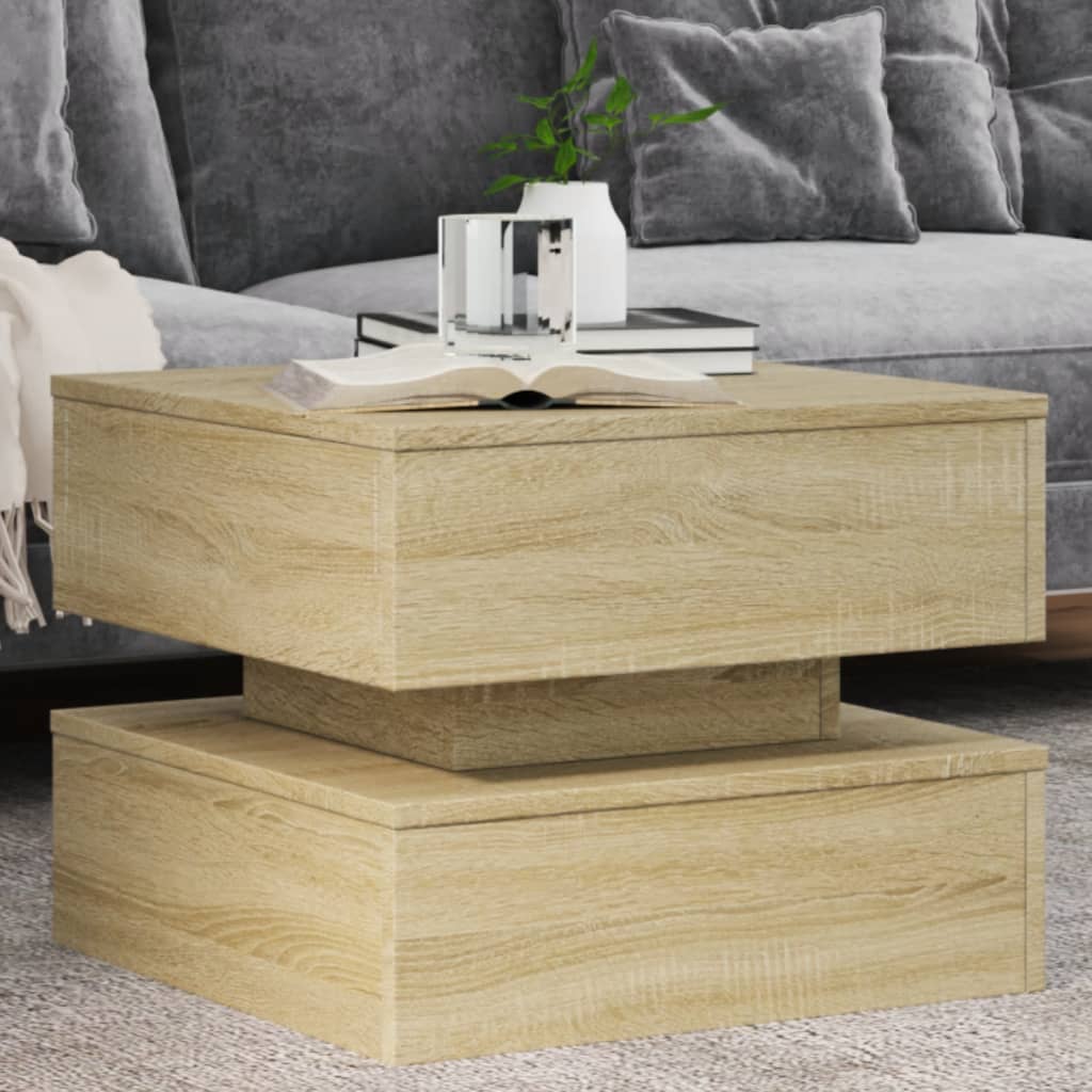 Table basse avec lumières LED chêne sonoma 50x50x40 cm - Tables basses
