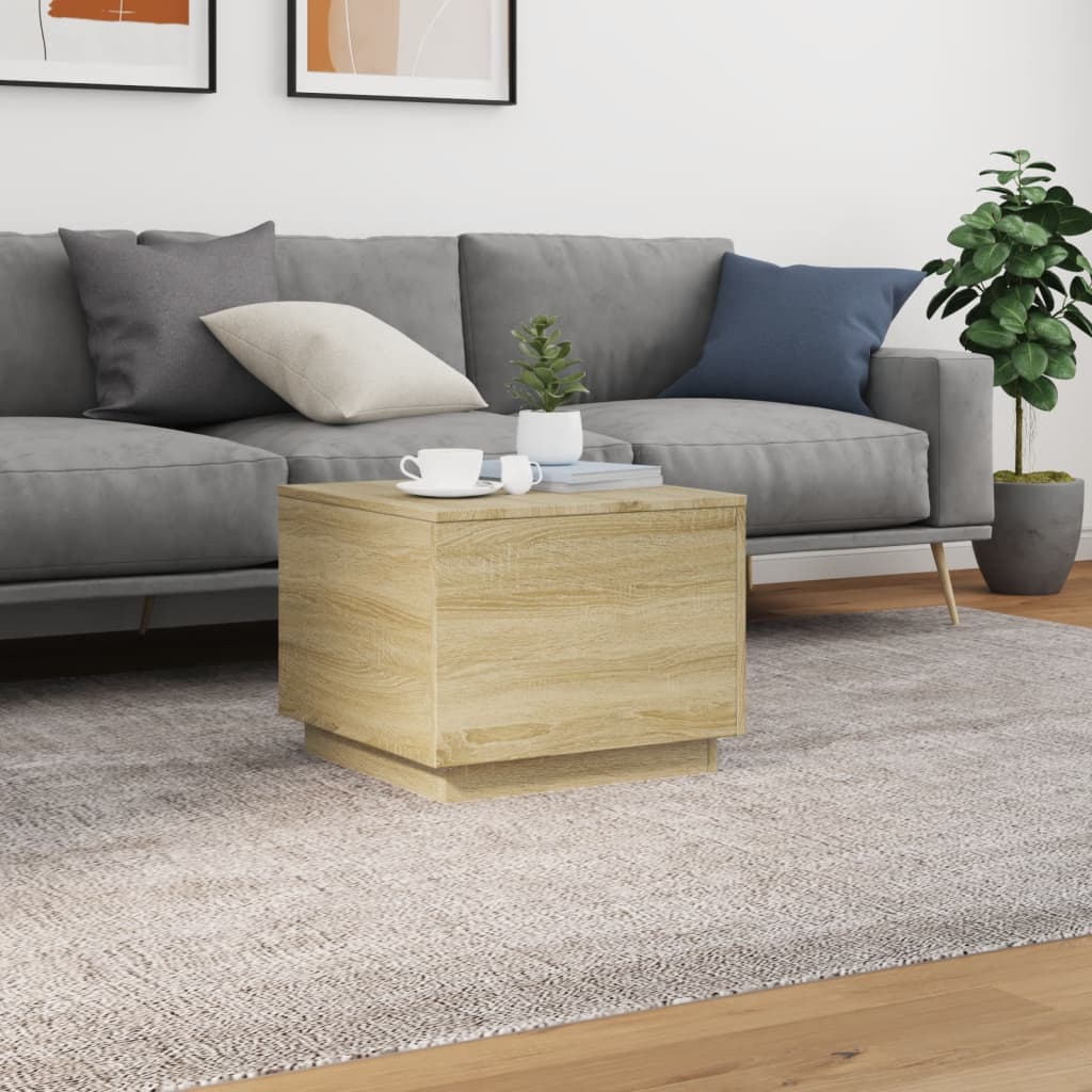Table basse avec lumières LED chêne sonoma 50x50x40 cm - Tables basses