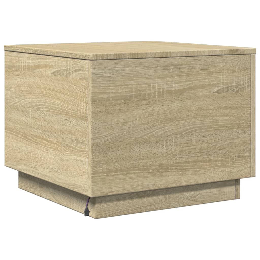 Table basse avec lumières LED chêne sonoma 50x50x40 cm - Tables basses