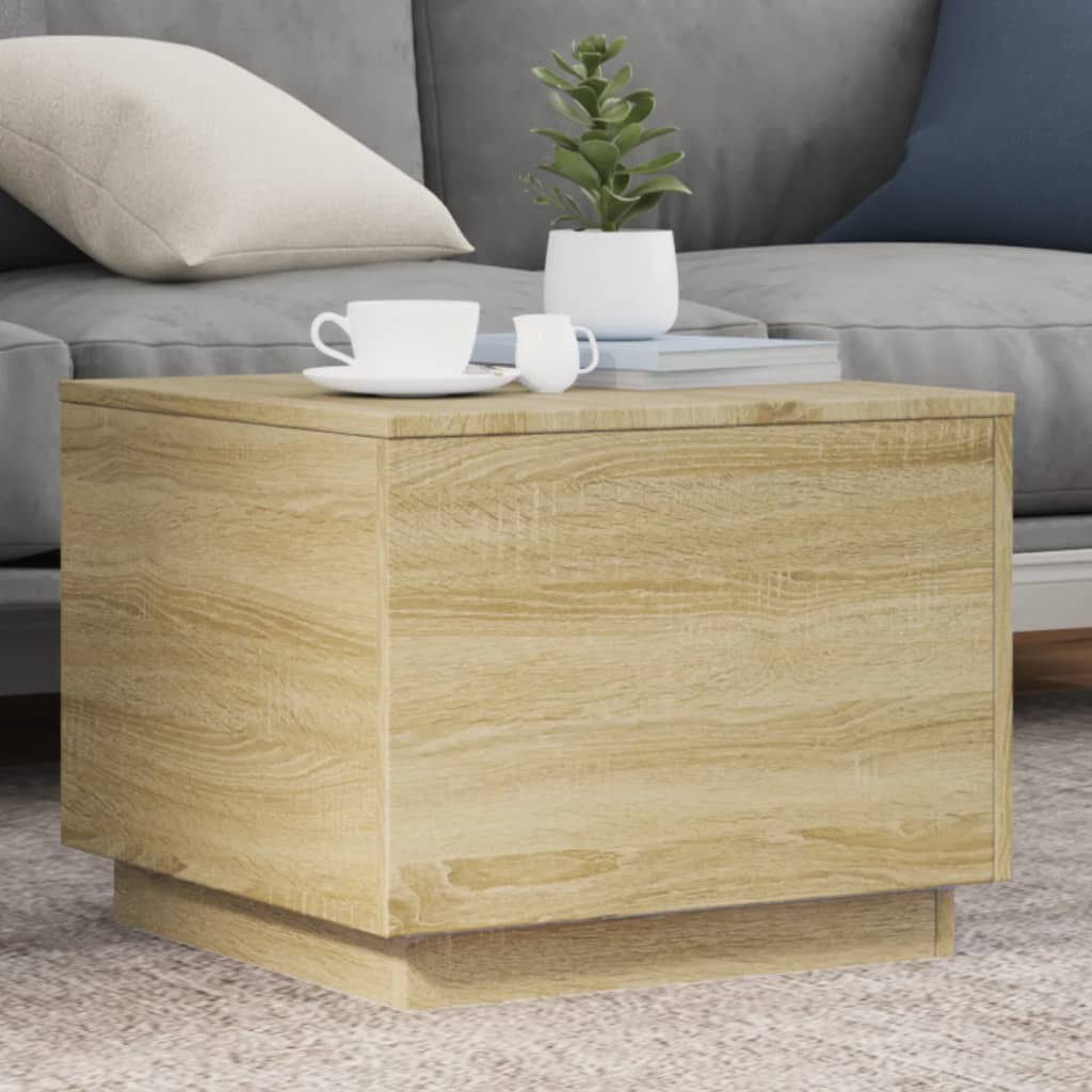 Table basse avec lumières LED chêne sonoma 50x50x40 cm - Tables basses