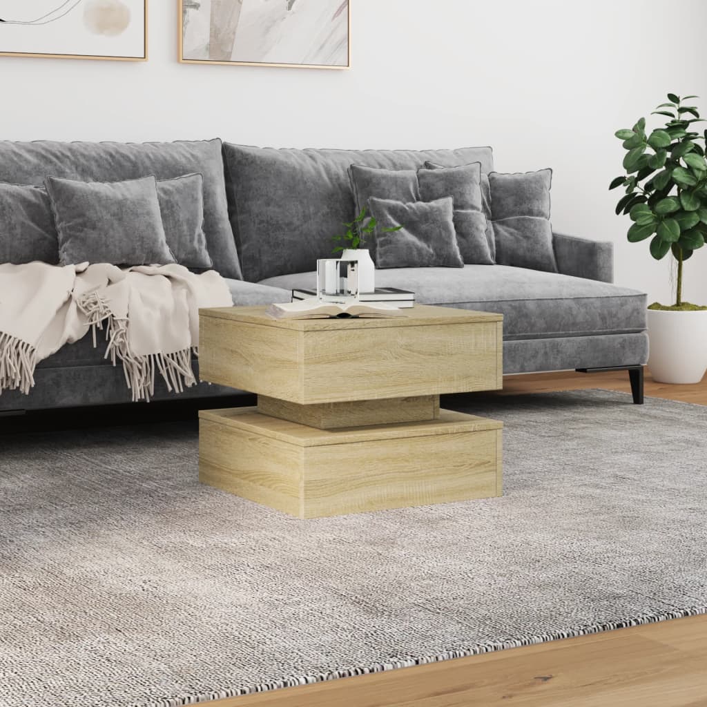 Table basse avec lumières LED chêne sonoma 50x50x40 cm - Tables basses