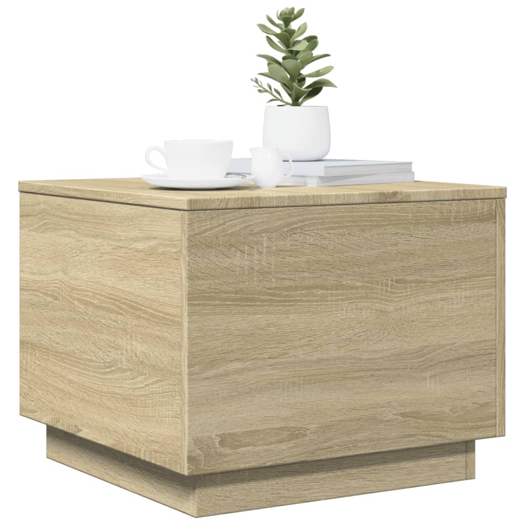 Table basse avec lumières LED chêne sonoma 50x50x40 cm - Tables basses