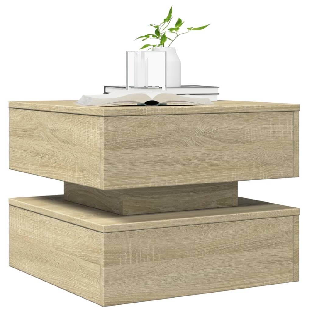 Table basse avec lumières LED chêne sonoma 50x50x40 cm - Tables basses