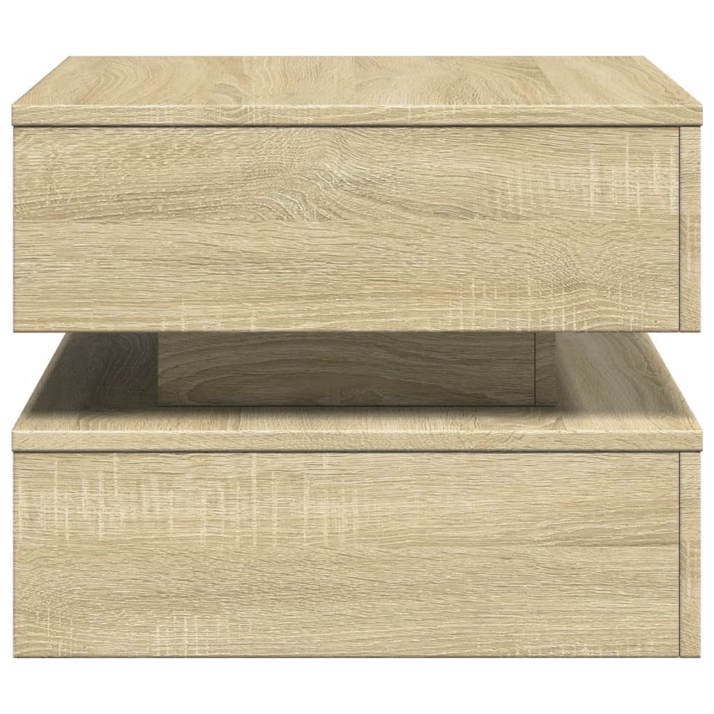 Table basse avec lumières LED chêne sonoma 50x50x40 cm - Tables basses