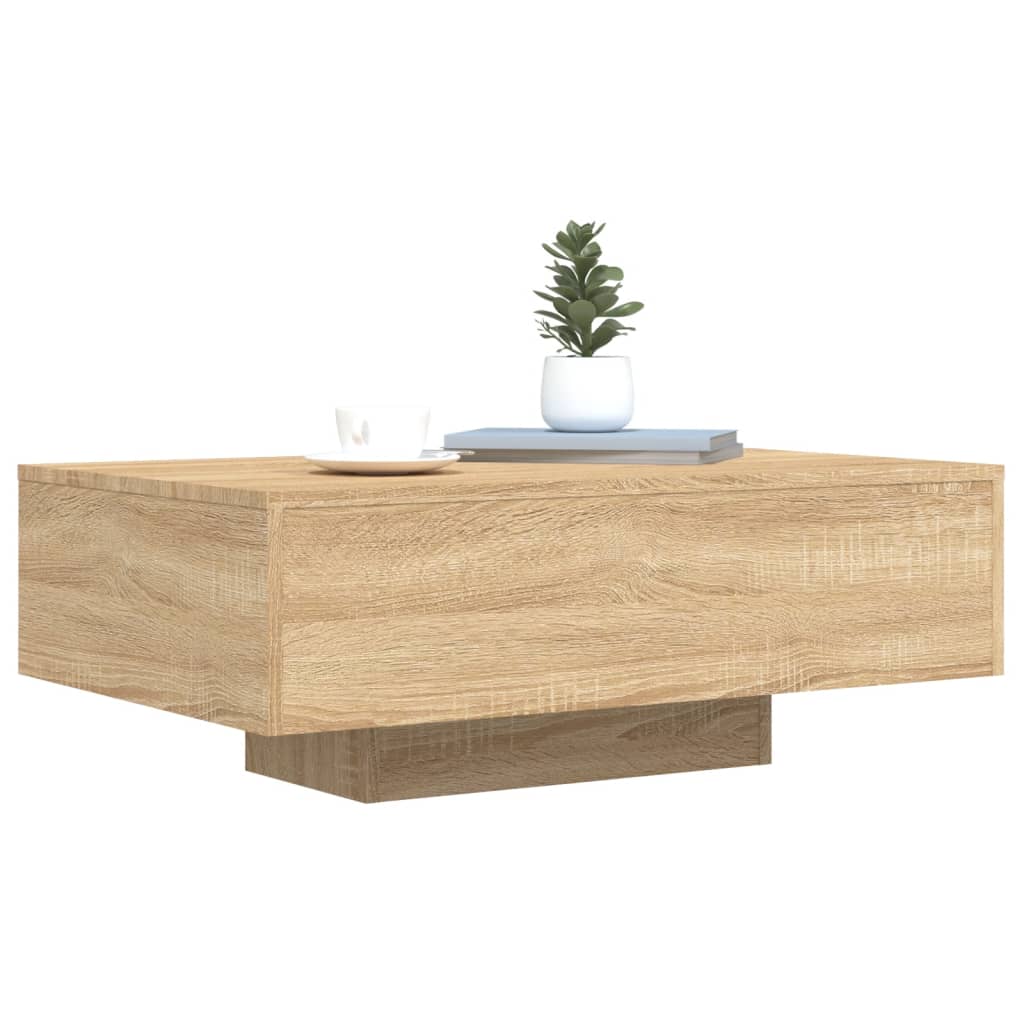 Table basse avec lumières LED chêne sonoma 85x55x31 cm - Tables basses