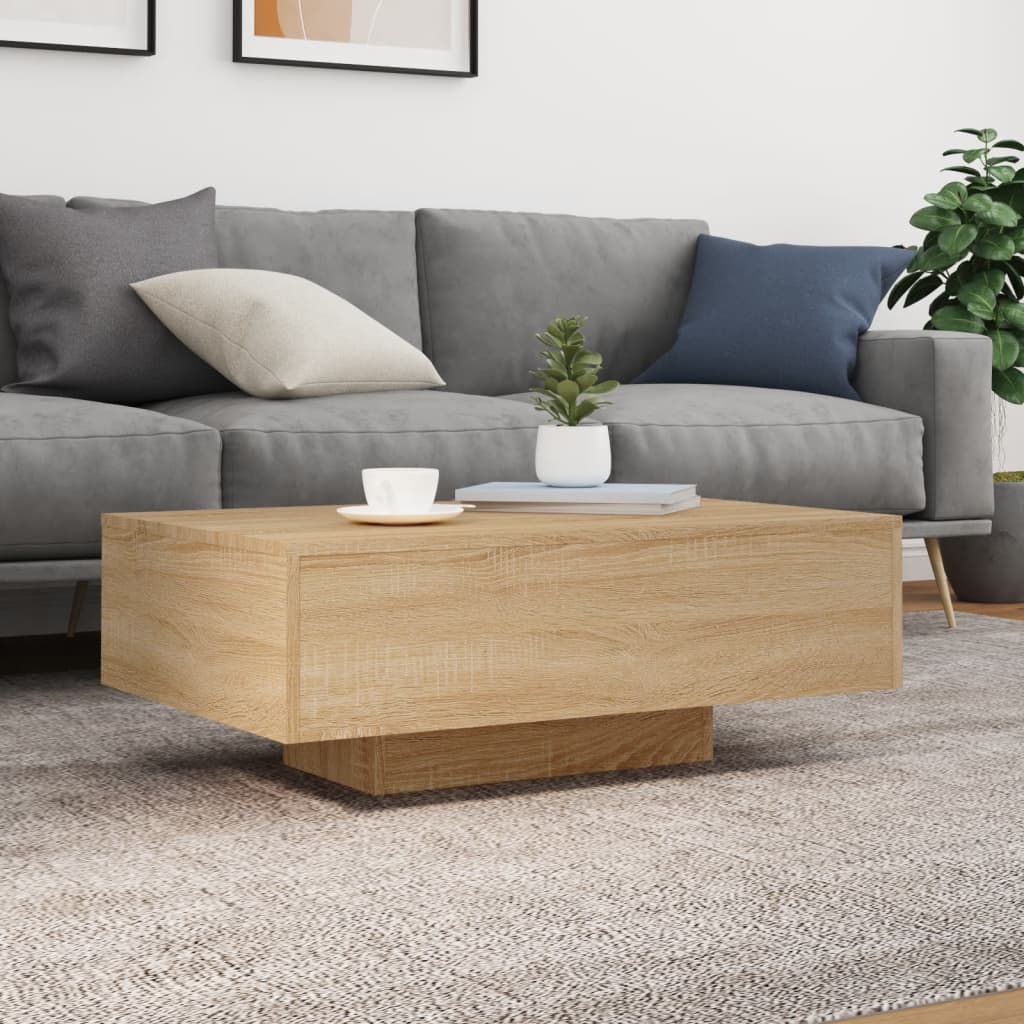 Table basse avec lumières LED chêne sonoma 85x55x31 cm - Tables basses