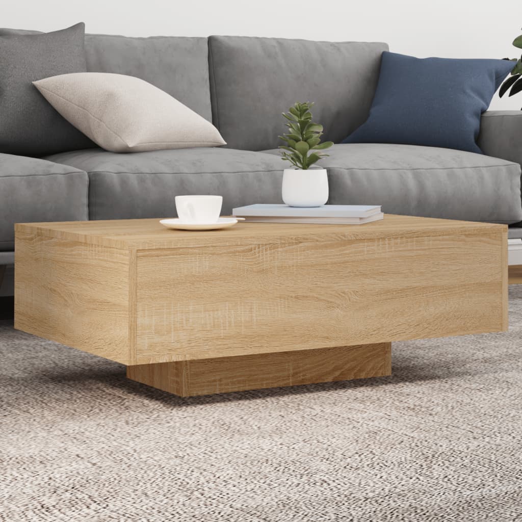Table basse avec lumières LED chêne sonoma 85x55x31 cm - Tables basses