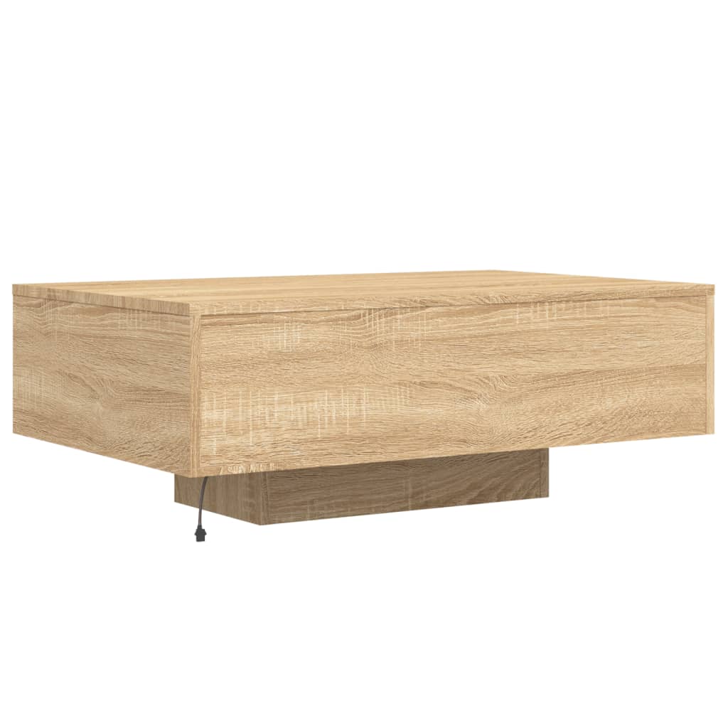 Table basse avec lumières LED chêne sonoma 85x55x31 cm - Tables basses