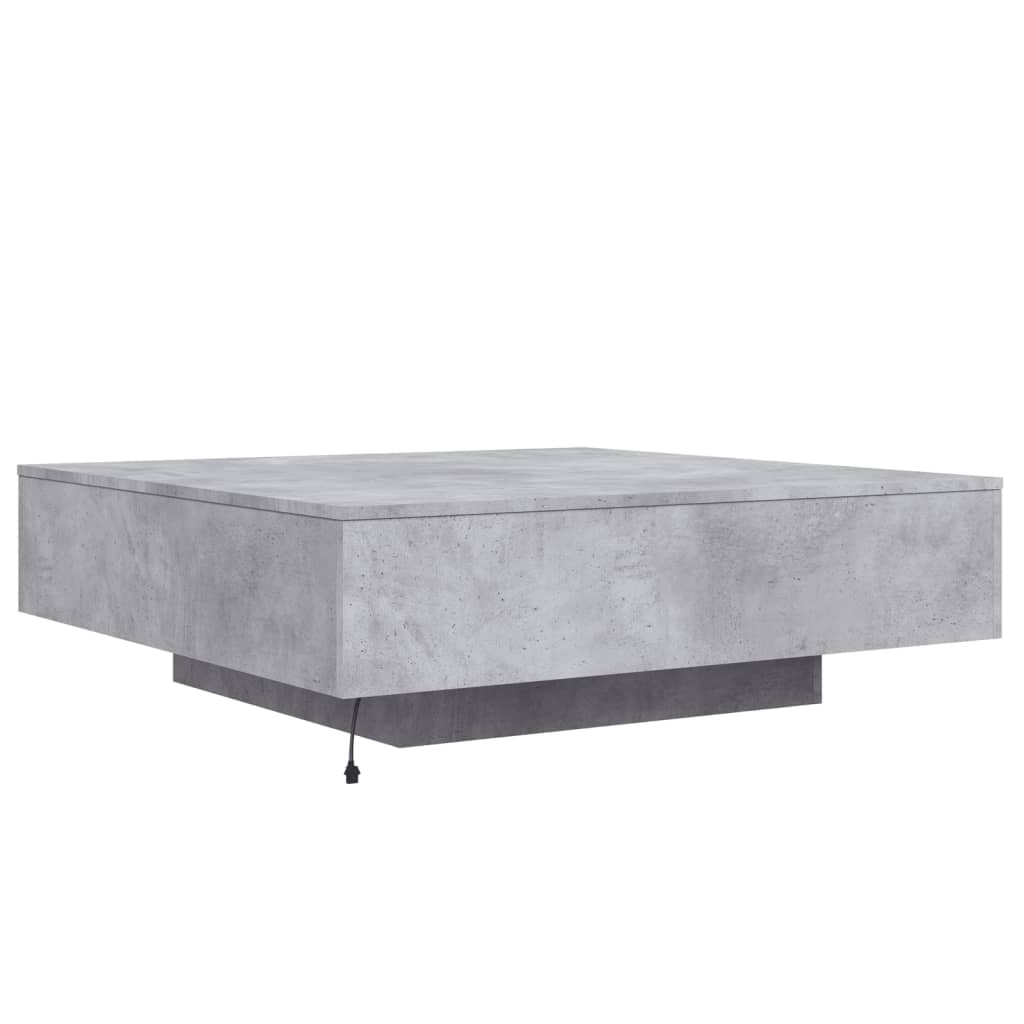 Table basse avec lumières LED gris béton 100x100x31 cm - Tables basses