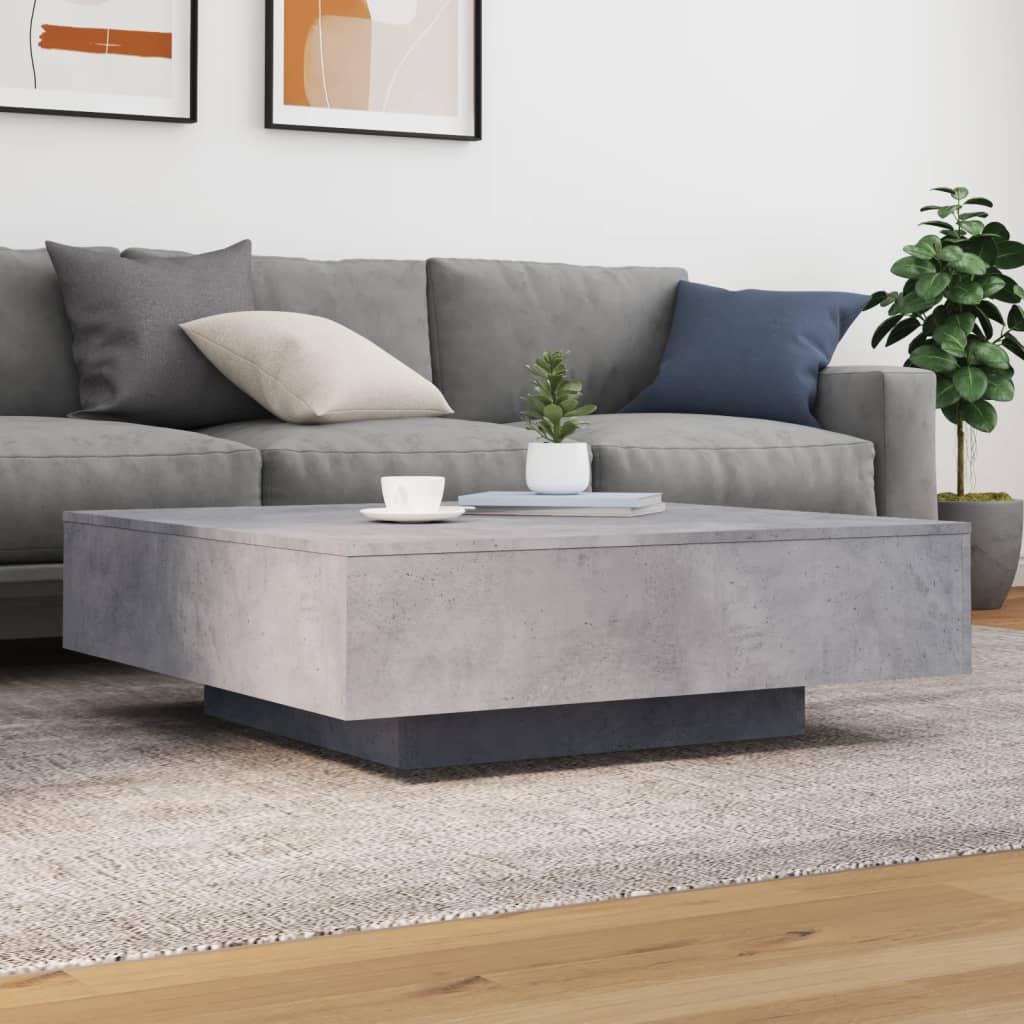 Table basse avec lumières LED gris béton 100x100x31 cm - Tables basses
