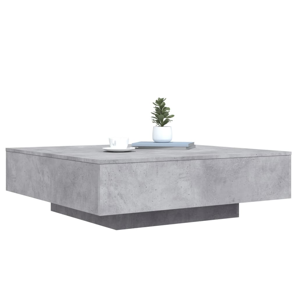 Table basse avec lumières LED gris béton 100x100x31 cm - Tables basses