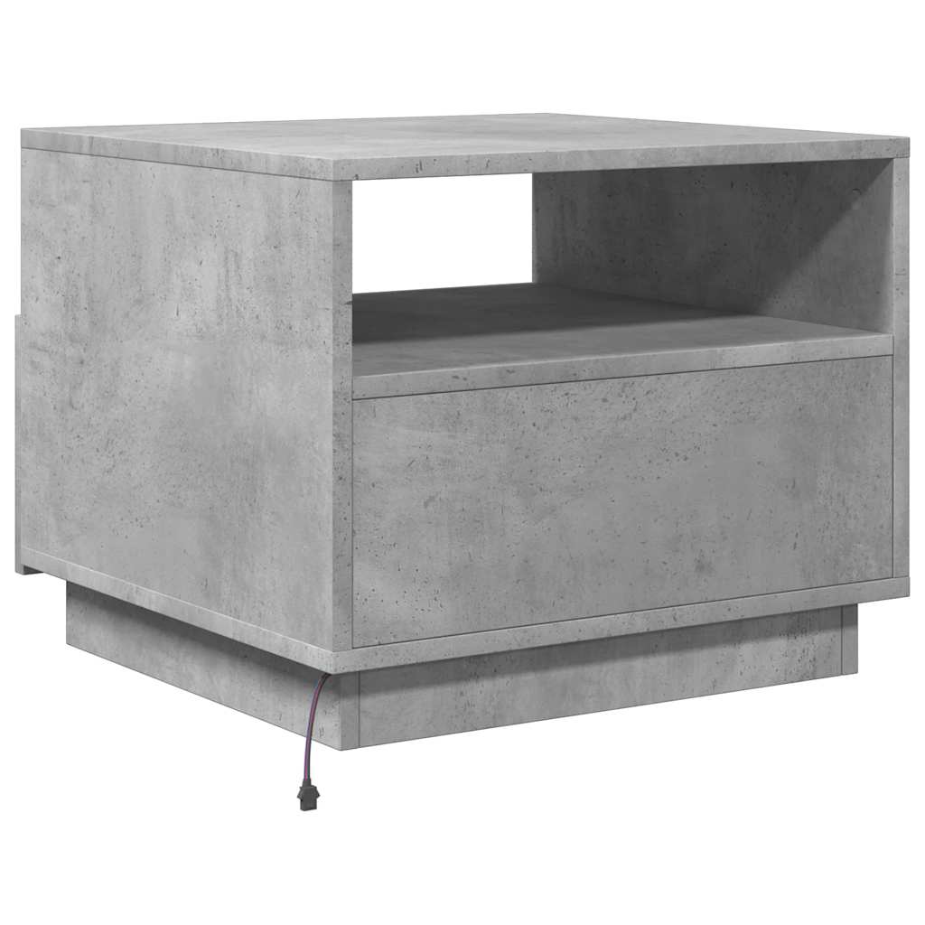 Table basse avec lumières LED gris béton 50x49x40 cm - Tables basses